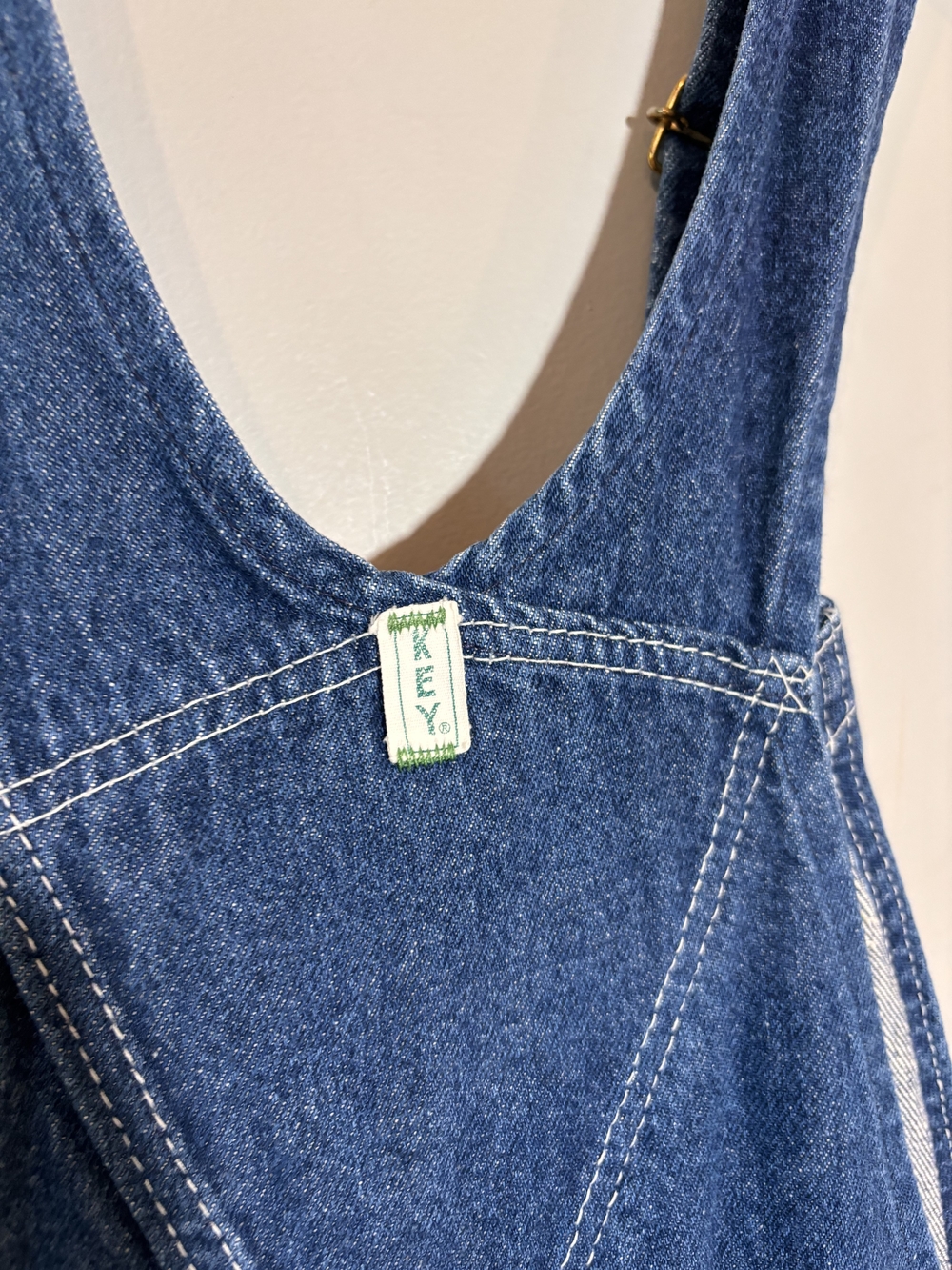 Key Imperial Vintage Denim Jean Work Farm Carpenter Bib Overalls Size M - Picture 4 of 5